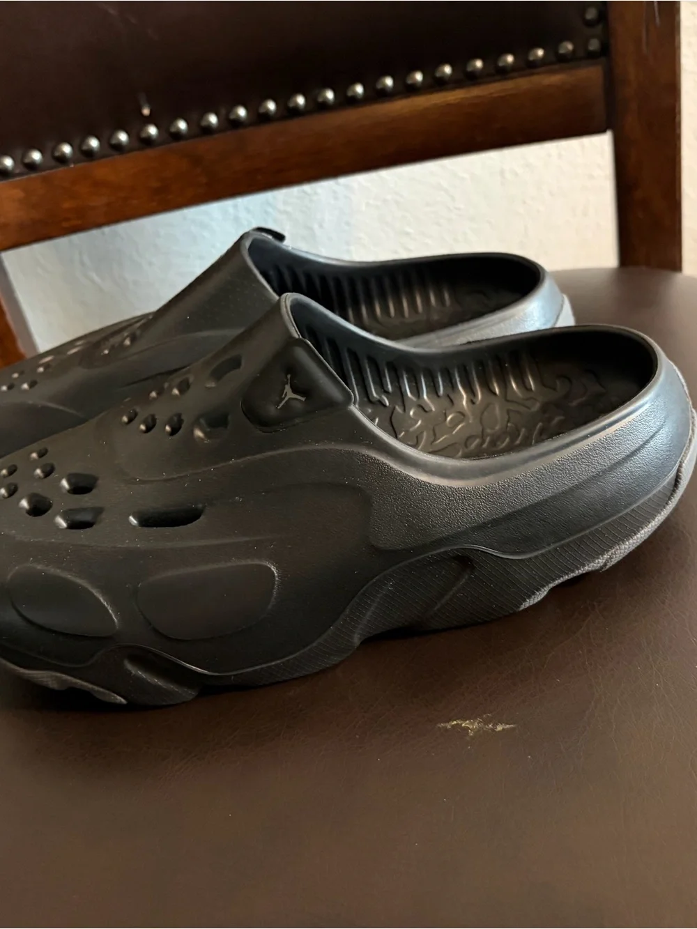Jordan Men's Black Foam Slip-On Clogs